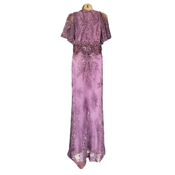 Mac Duggal Flutter Sleeve Long Formal Evening Gown Lilac Purple 67493 Size 10 - Picture 4 of 13